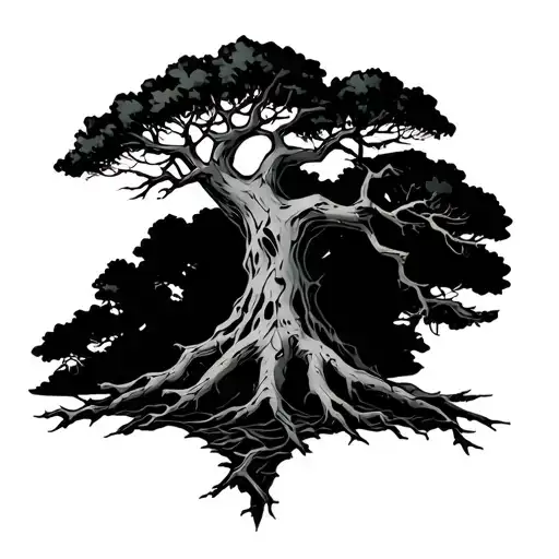 dead tree with space for names incorporated tattoo design idea