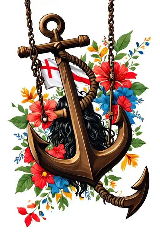 make a viking swinging an anchor. have flowers surrounding. make it have a tongan tribal twist to it. have danish flag! tattoo design idea