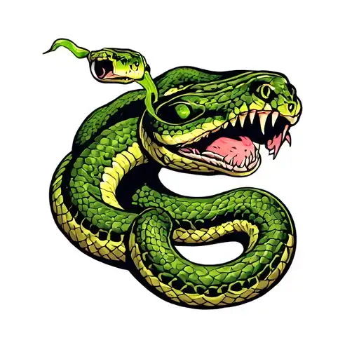 scary snake with words that say slime em all out in a slimey font  tattoo design idea