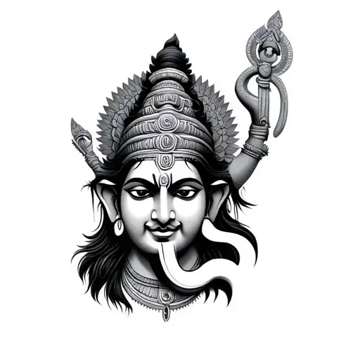 shiva ganesh bhairav ​​god of nepal tattoo design idea
