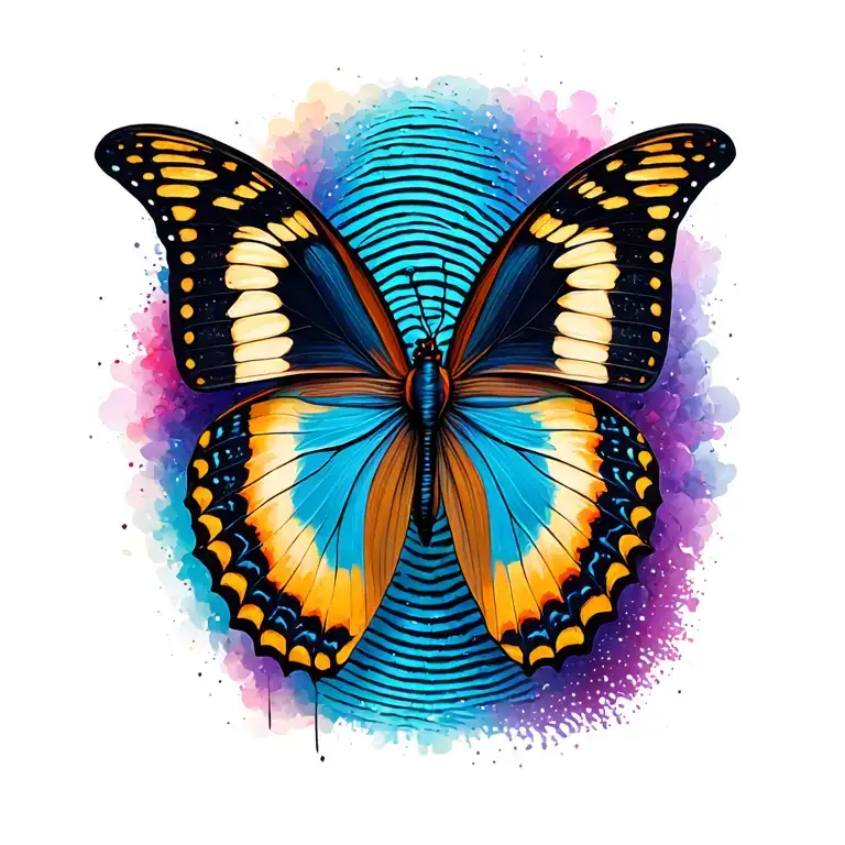 Butterfly Fingerprint tattoo design idea