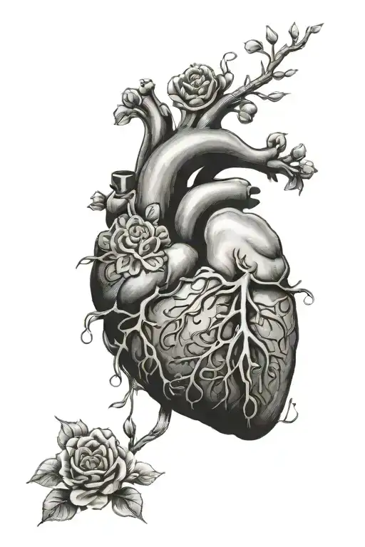 half a heart and brain tattoo design idea