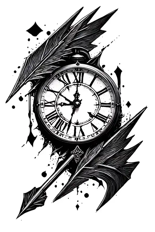 Arrow combined with 11:11 time clock tattoo design idea