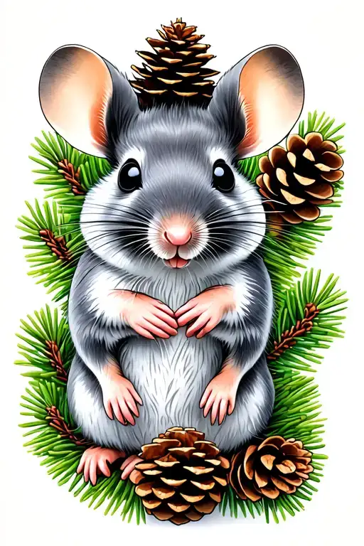 mouse and pinecone tattoo tattoo design idea