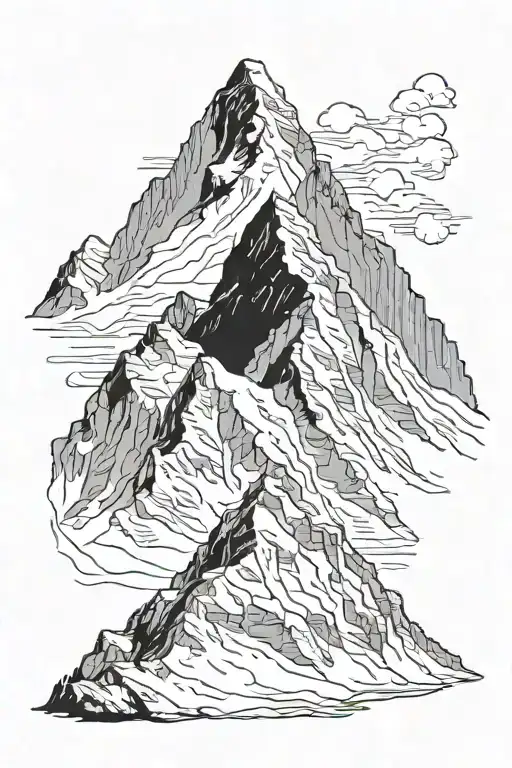 realistic Mount Everest with people on it  tattoo design idea