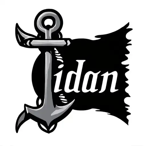 my name "idan" inside an anchor,the name doesn't necesary need to be continous, do no put the name on the side tattoo design idea