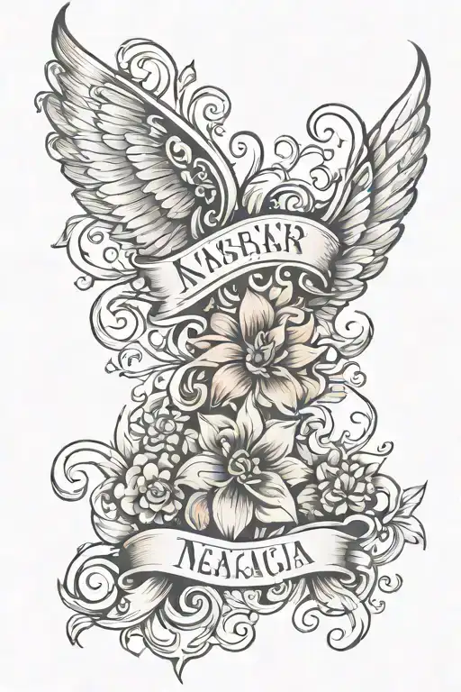 children's names incorporated tattoo design idea