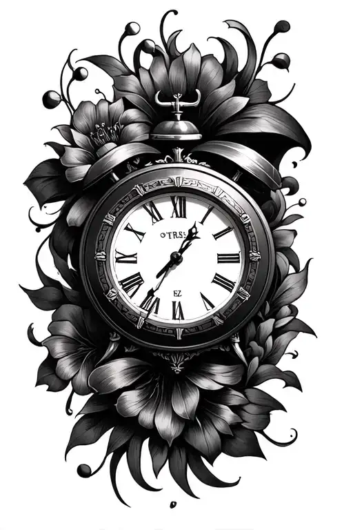 analog clock 5:27 tattoo design idea