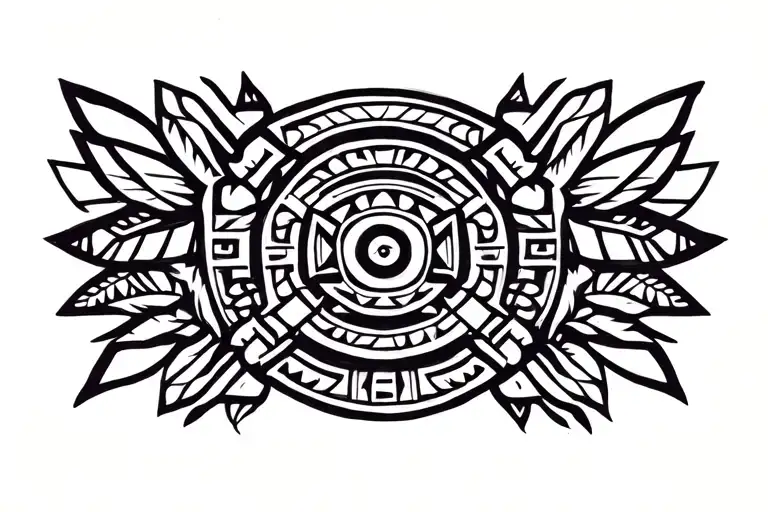Aztec symbols incorporated tattoo design idea