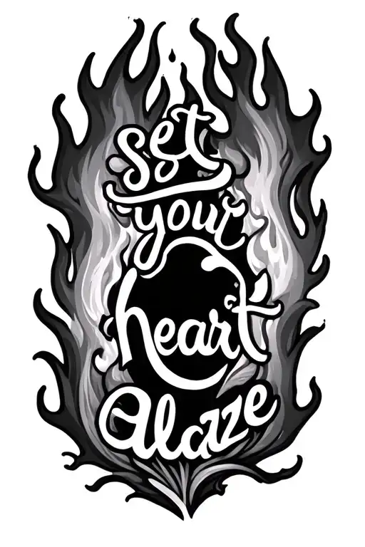 "Set your heart ablaze" delicate flames tattoo design idea