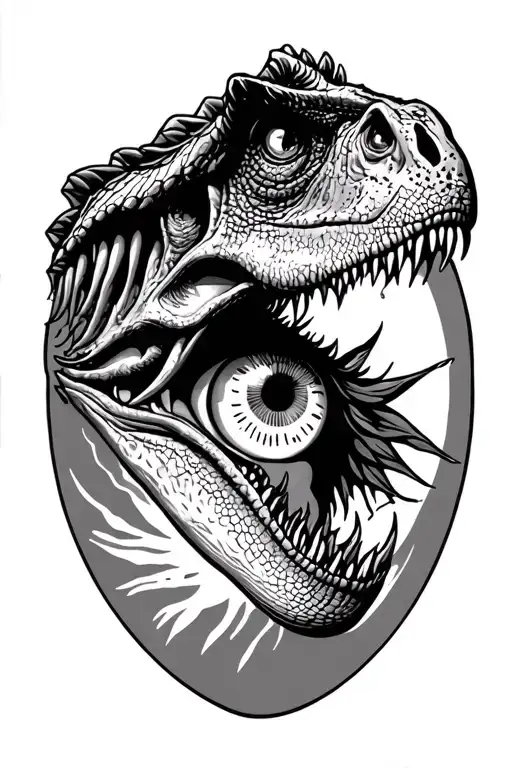 All-seeing Eye and dinosaur tattoo design idea