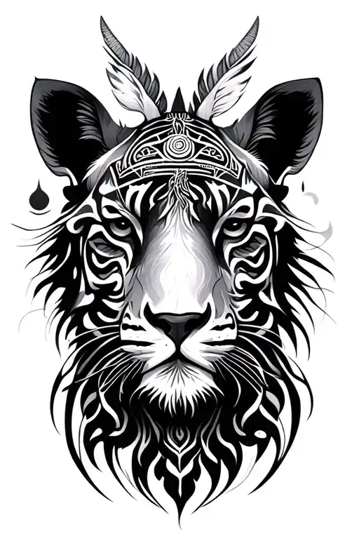 A world, animals, symbols of different cultures, unity tattoo design idea