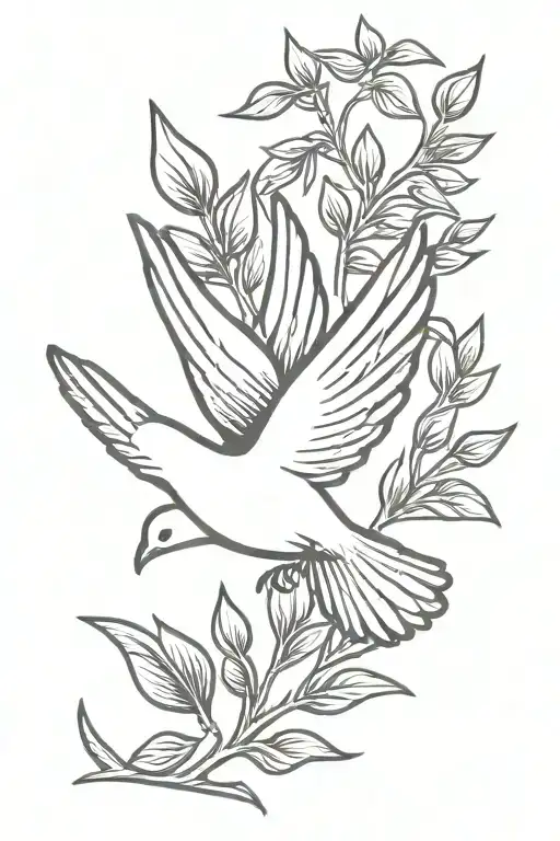 dove with olive branch representing forgiveness and freedom MINIMALISTIC tattoo design idea
