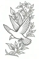 dove with olive branch representing forgiveness and freedom MINIMALISTIC tattoo design idea