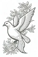 dove with olive branch representing forgiveness and freedom MINIMALISTIC tattoo design idea