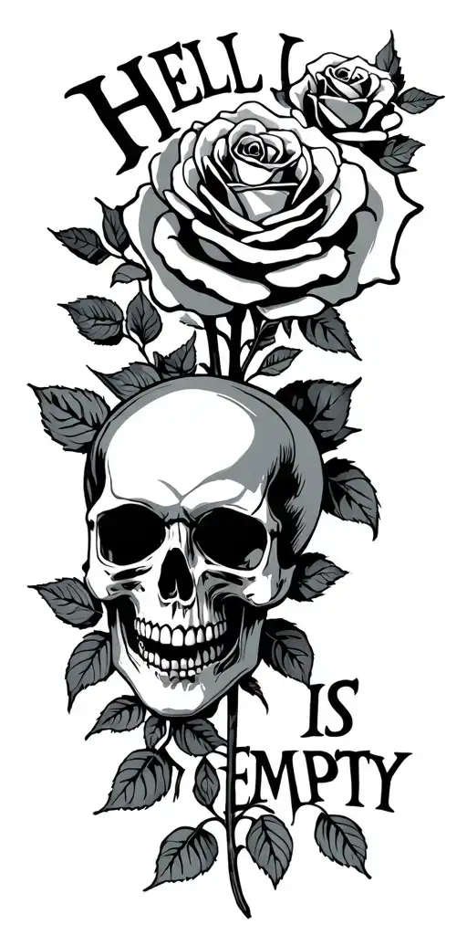 "Hell is empty" roses/skull tattoo design idea