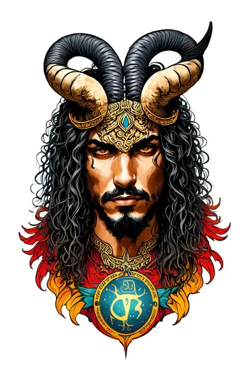 arcangel Uriel with capricorn zodiac sign tattoo design idea