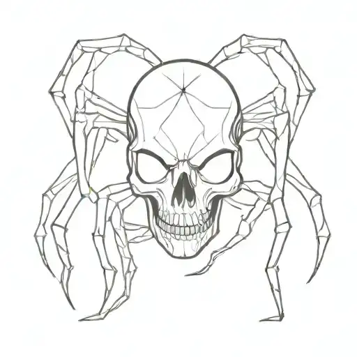 spider legs outline skull tattoo design idea