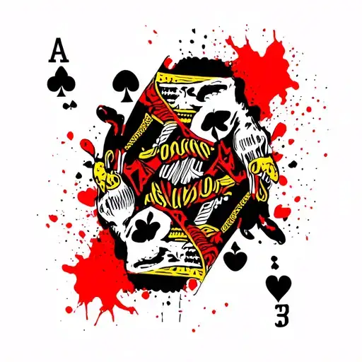 hand of skeleton with the figure 13 supporters 2 king of the king of spades with a k and lady of heart with a g tattoo design idea