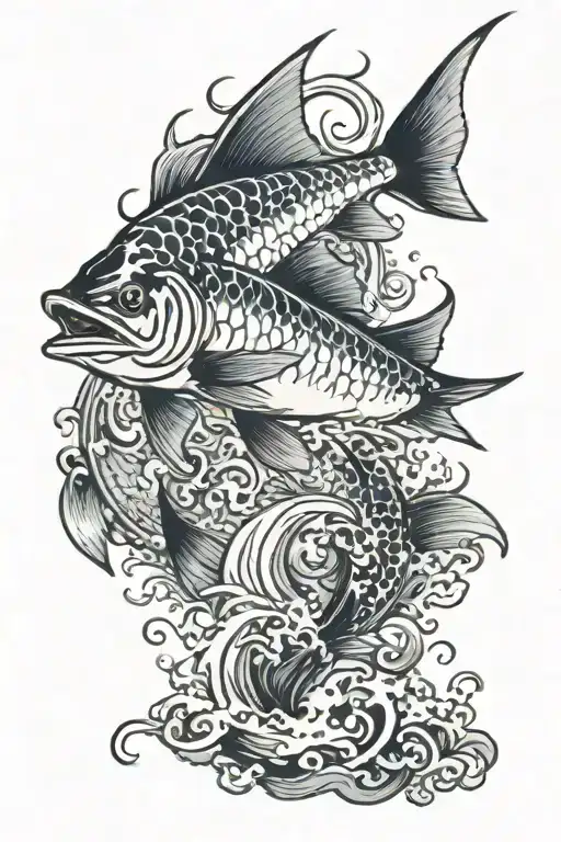 marlin fish jumping tattoo design idea