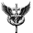 st Michal archangel and holy cross intertwined tattoo design idea