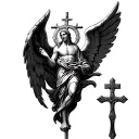 st Michal archangel and holy cross intertwined tattoo design idea