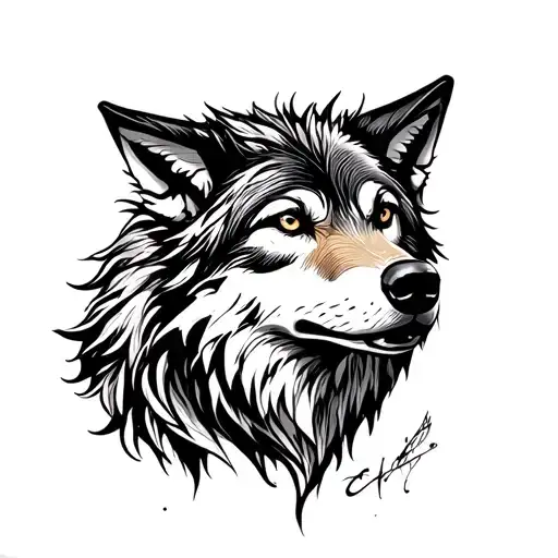 wolf fantasy tattoo design idea
