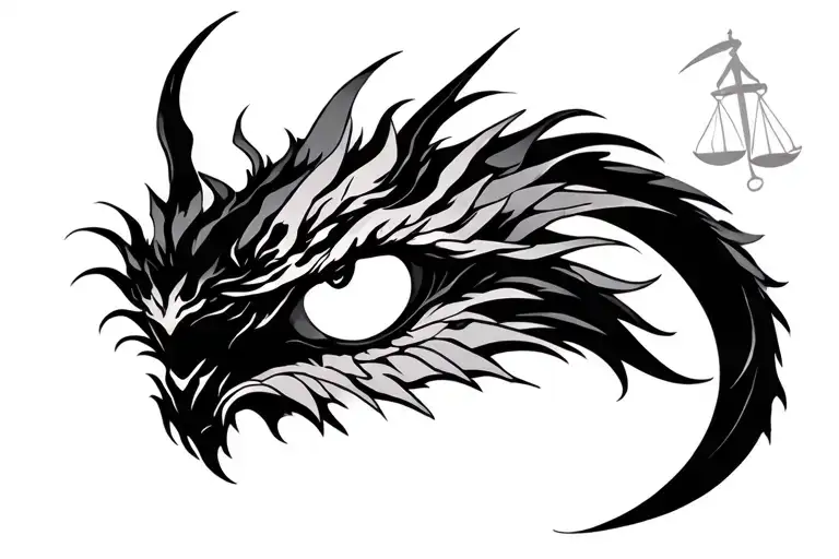 Libra sign eyes white dragon tattoo design idea