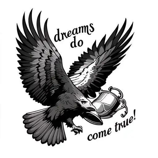 "dreams do come true" Crystal Palace eagle flying holding FA Cup in talons tattoo design idea