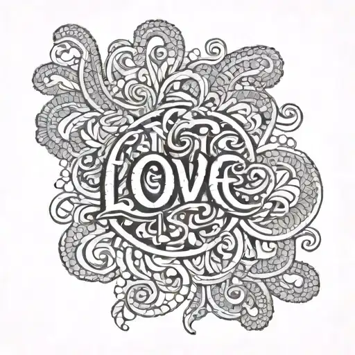 crochet the word love tattoo design idea