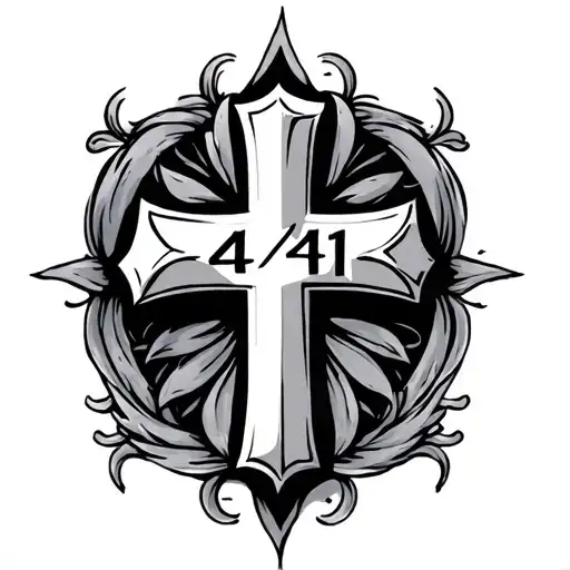cross and number 41 tattoo design idea