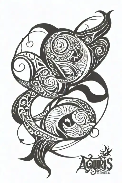AQUARIUS PISCES CUSP tattoo design idea