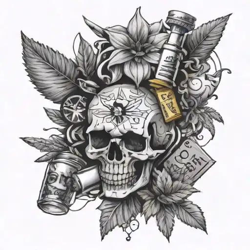xanax bars, meth weed and all kinds of other drugs  tattoo design idea
