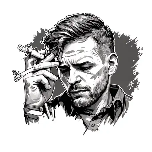 workaholic with mental struggle and depressed acting like cigarettes keep him okay tribute  tattoo design idea