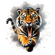 tiger leaping explosion tattoo design idea