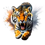 tiger leaping explosion tattoo design idea