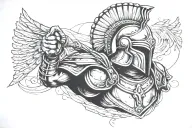 gladiator with helmet tattoo design idea