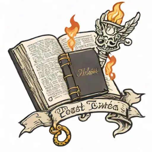 an open Bible with a torch above it and the words post tenebras lux below it tattoo design idea