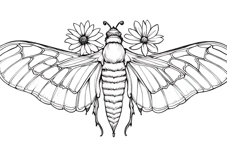 Moth flowers mandala tattoo design idea