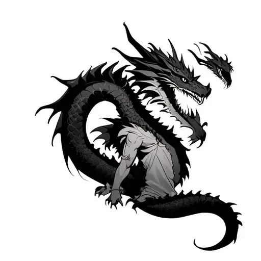 kaido from one piece with his dragon coming over his shoulder tattoo design idea