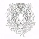 letters shoguntski inscribed in the shape of tiger  tattoo design idea