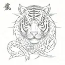 letters shoguntski inscribed in the shape of tiger  tattoo design idea