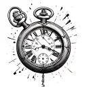 broken pocket watch tattoo design idea