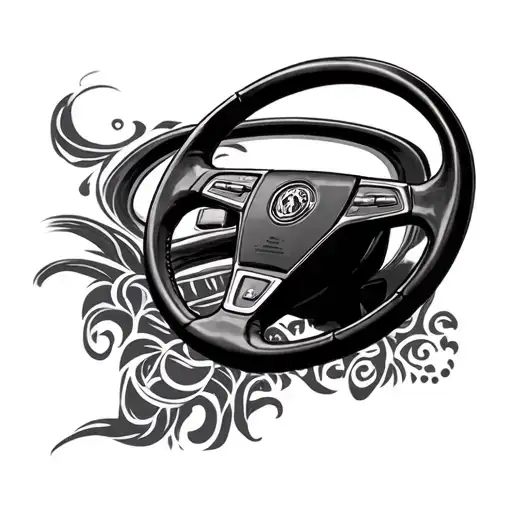 car steering wheel tattoo design idea