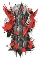 koln cathedral scene with cherub angels tattoo design idea