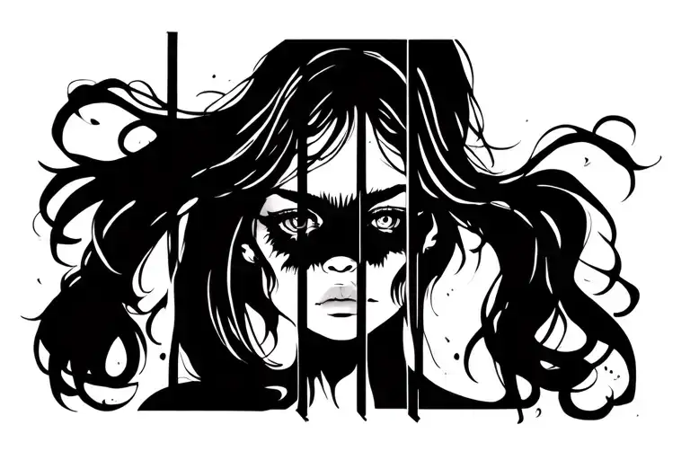 sad girl behind bars tattoo design idea