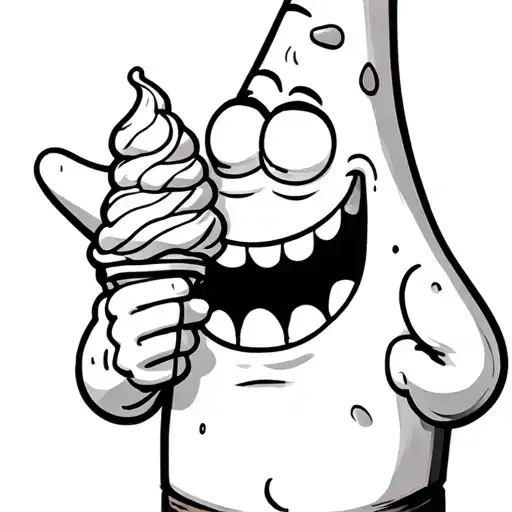 Patrick star eating ice cream tattoo design idea