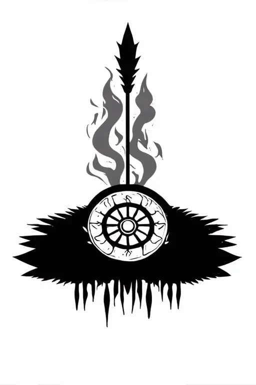 cherokee indian medicine wheel with spears and smoke tattoo design idea