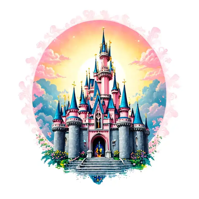 Cinderella's castle tattoo design idea