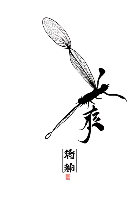 firefly with kanji in middle tattoo design idea
